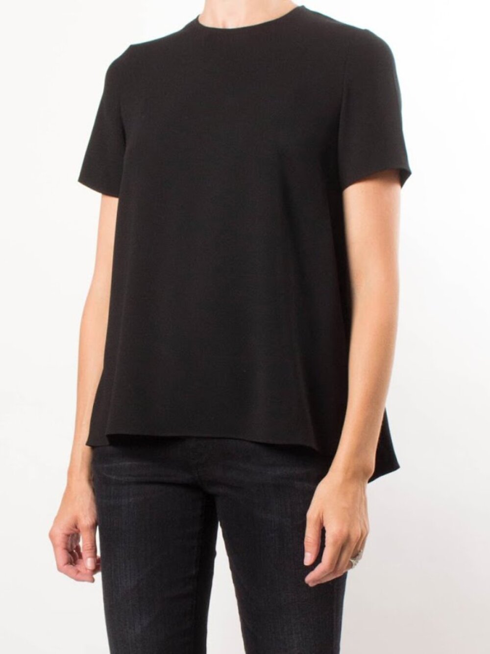 CO Black Crepe Short Sleeve Top, size XS